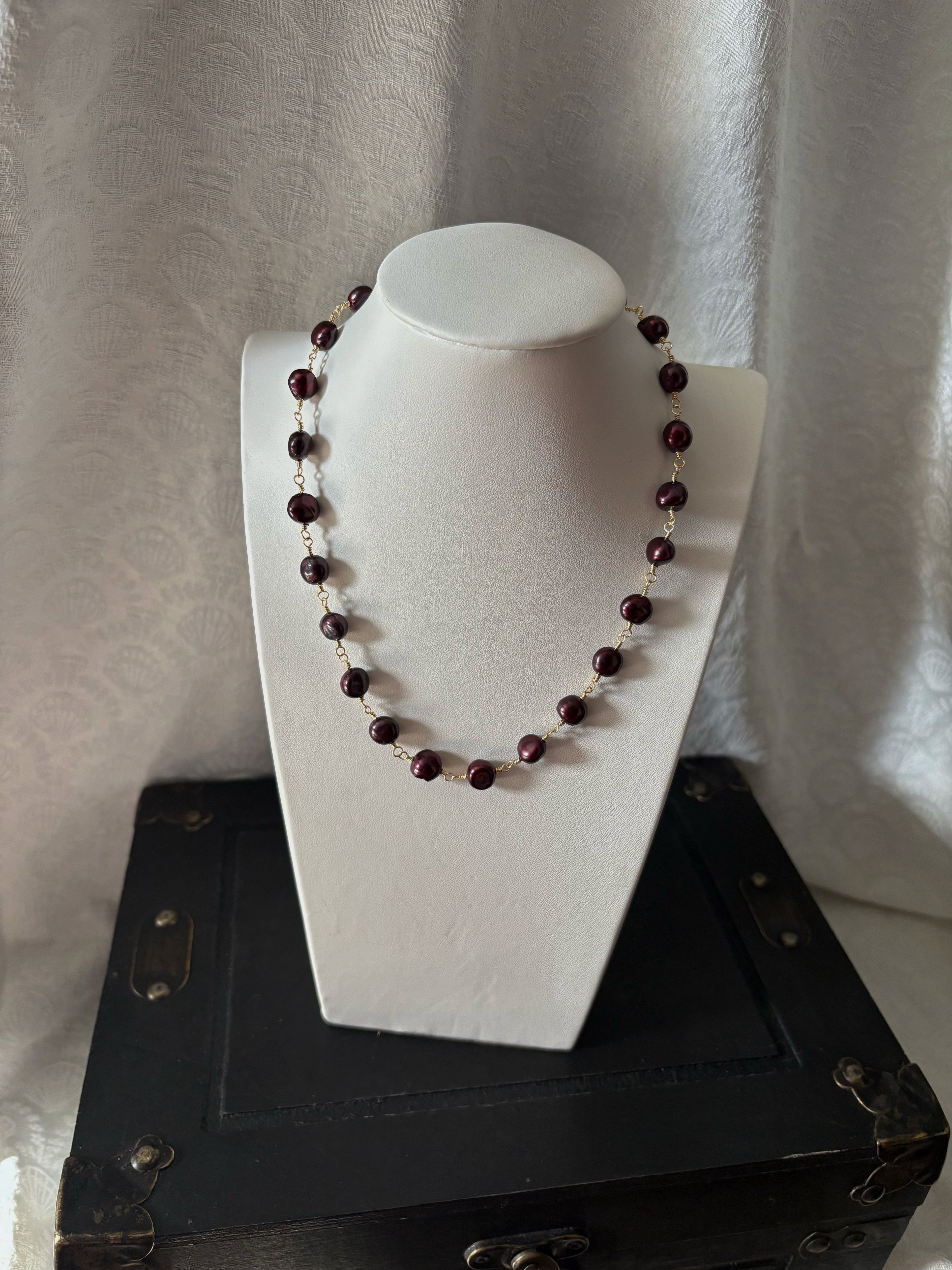 Dark Cherry Pearl Necklace