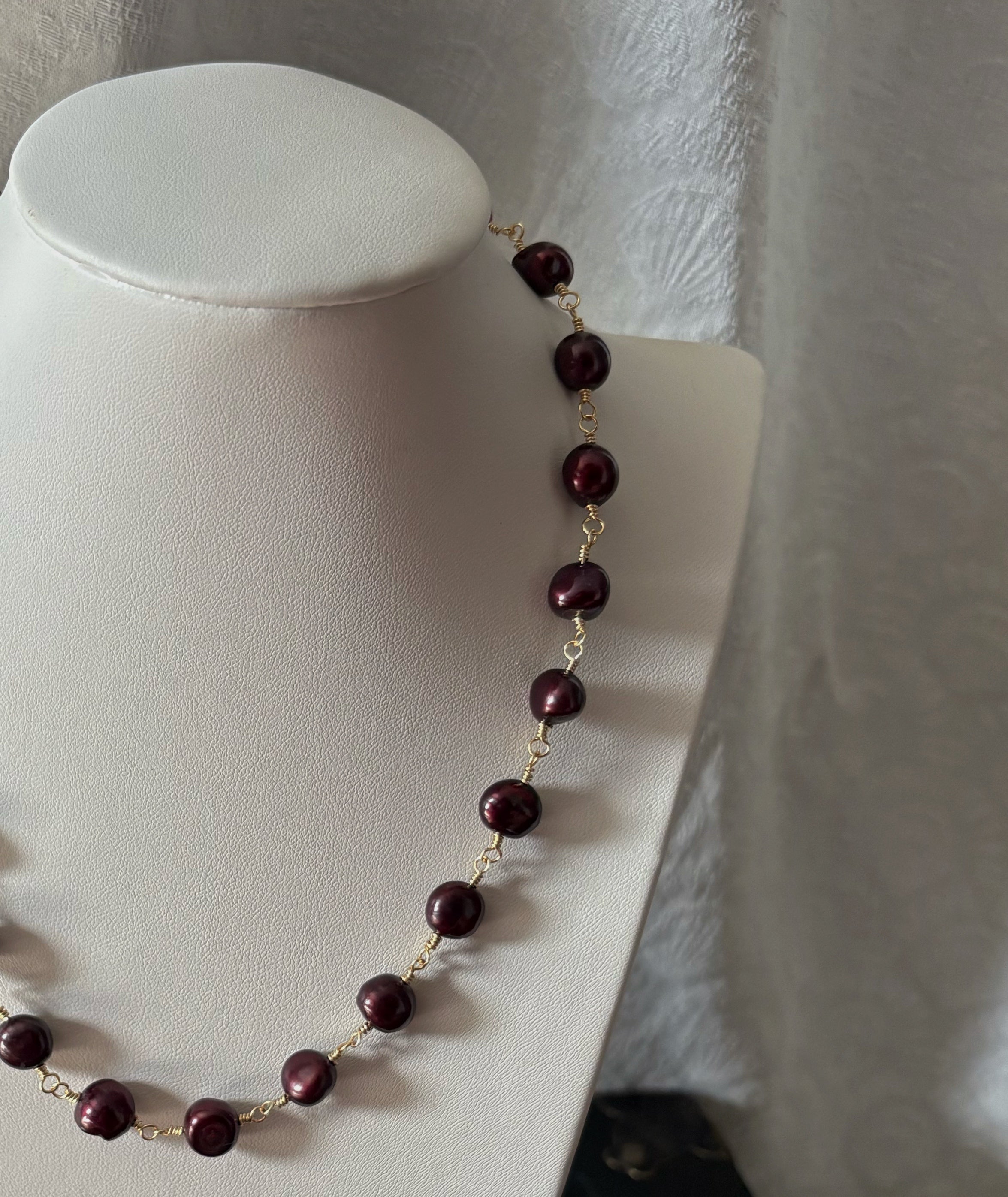 Dark Cherry Pearl Necklace