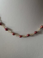 Rice Pearl Necklace in Red