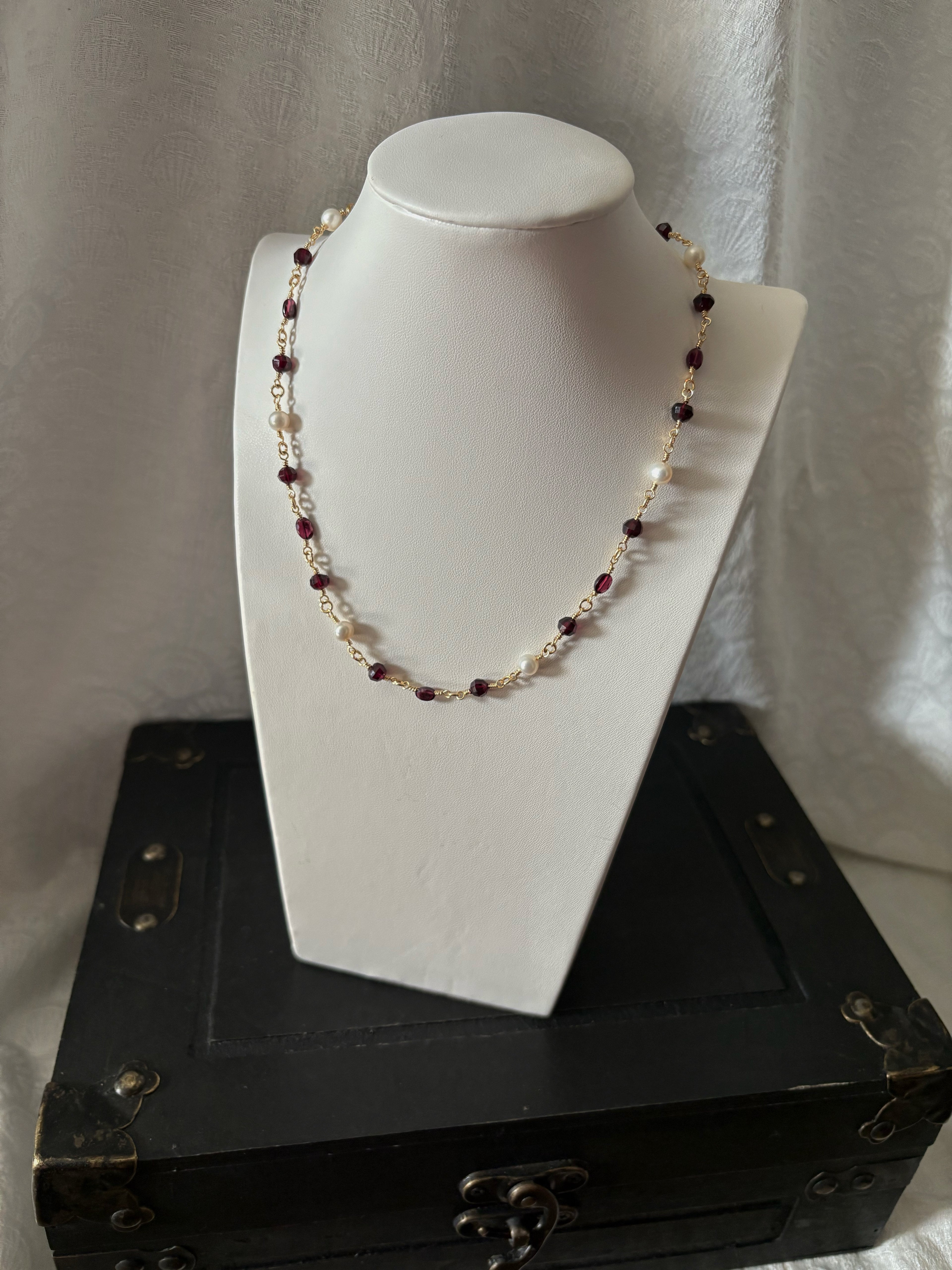 Cholene's Pearl and Garnet Necklace