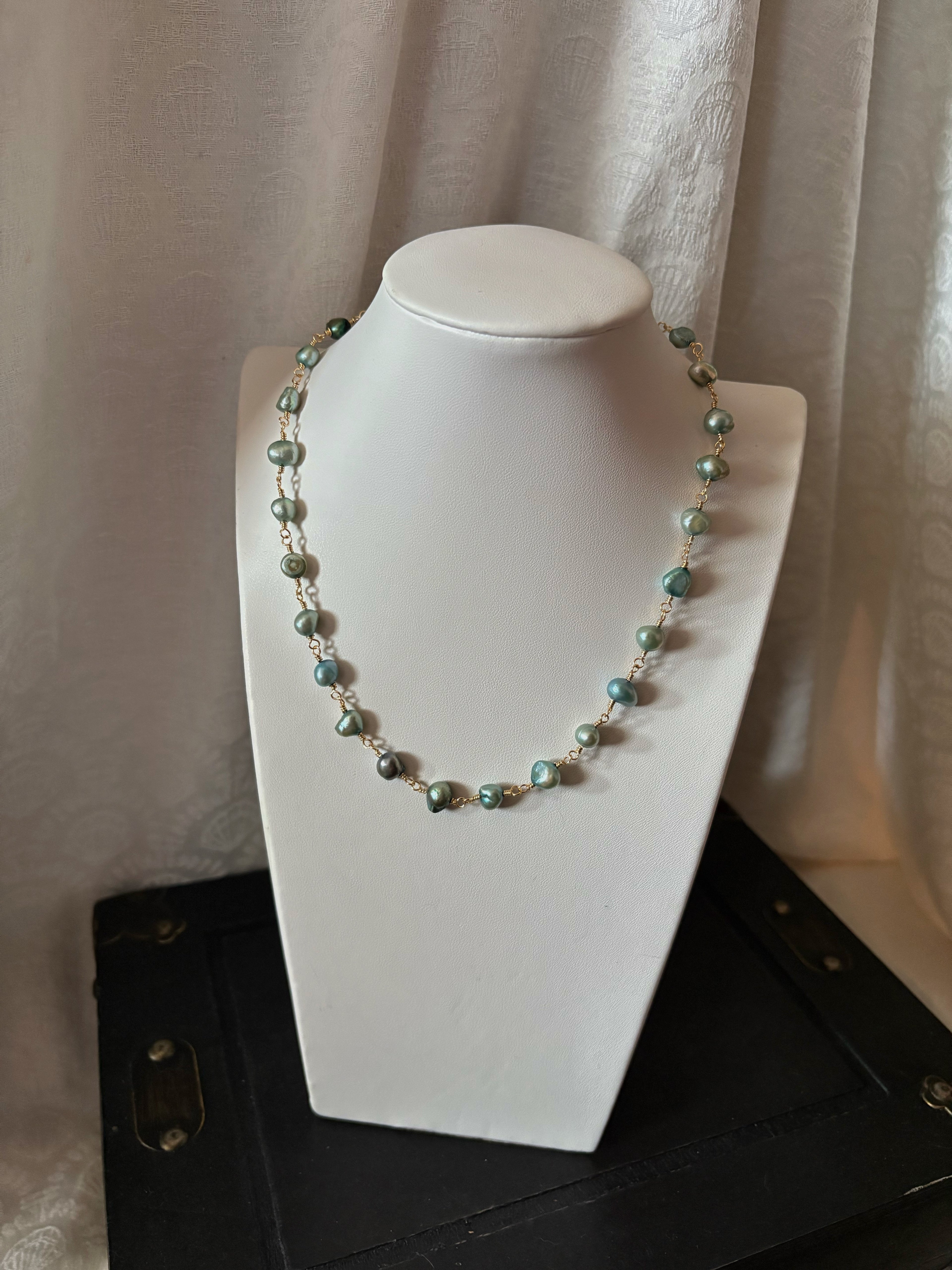 Isla Pearl Necklace in Sea-foam Green