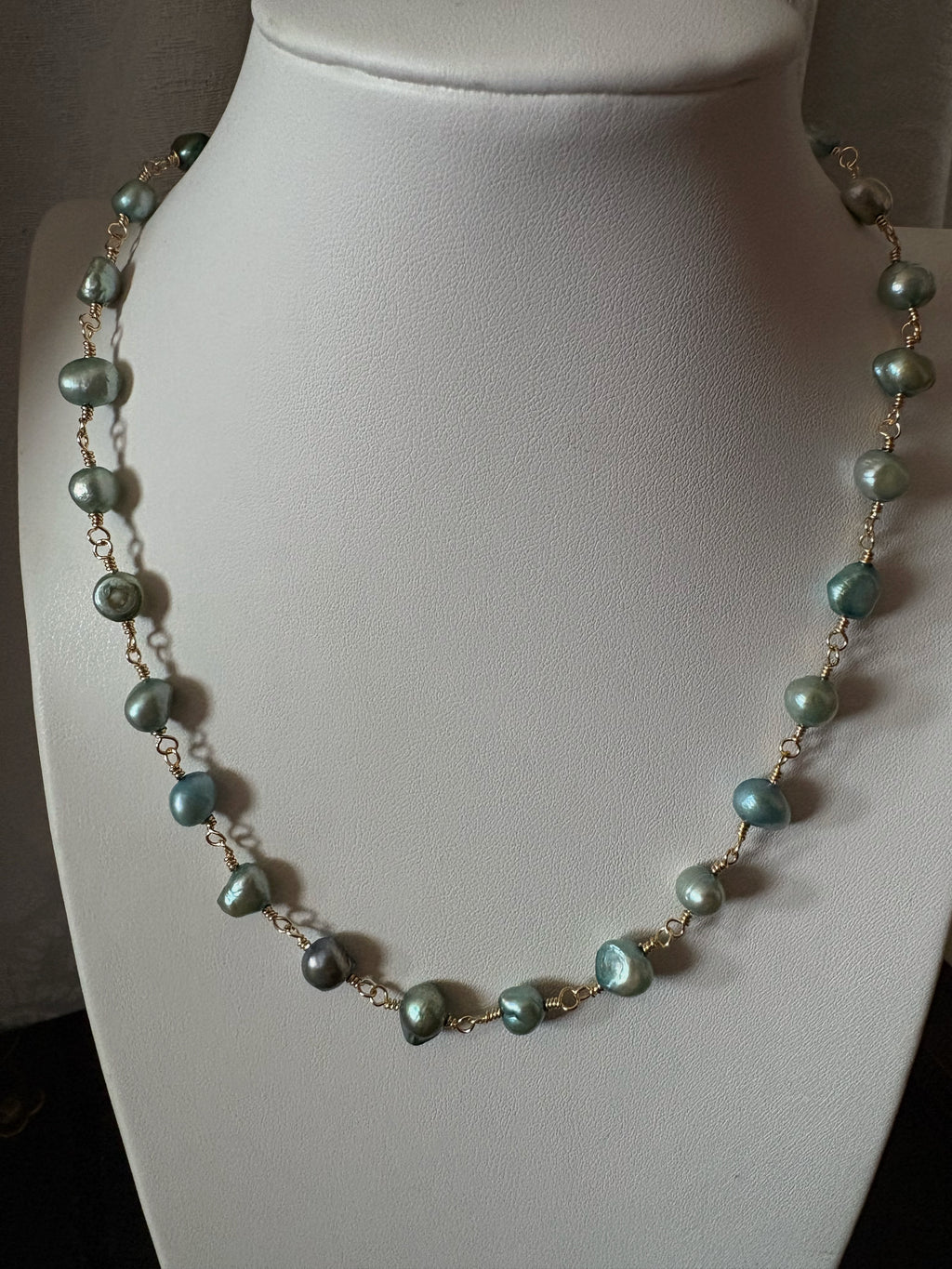 Isla Pearl Necklace in Sea-foam Green