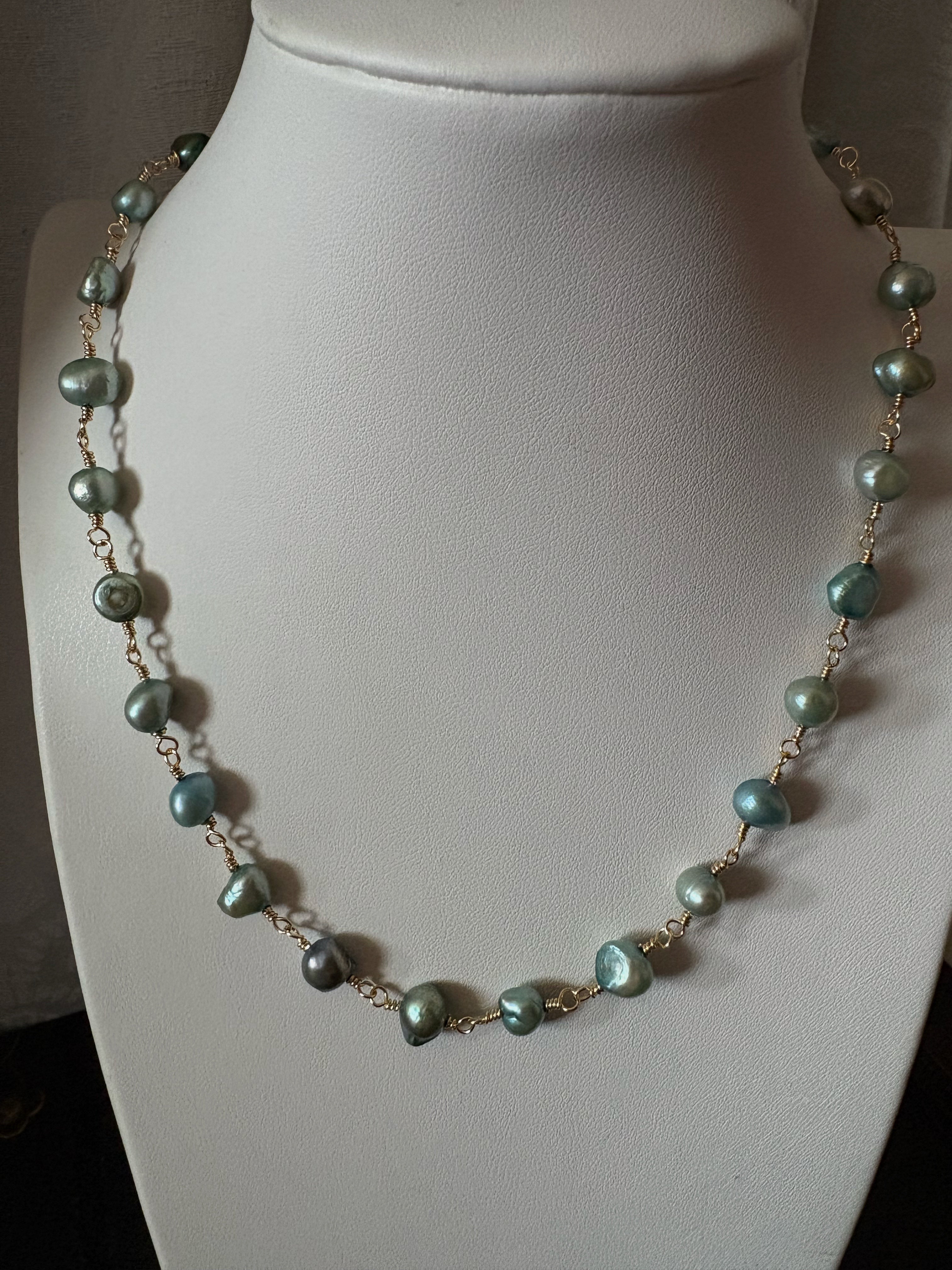 Isla Pearl Necklace in Sea-foam Green