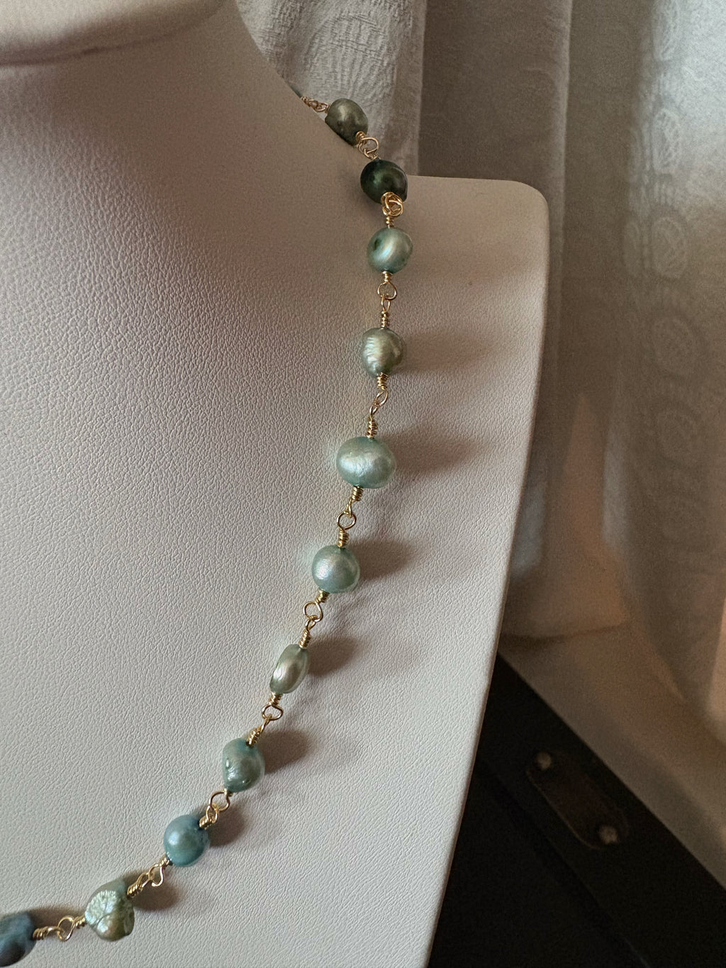 Isla Pearl Necklace in Sea-foam Green