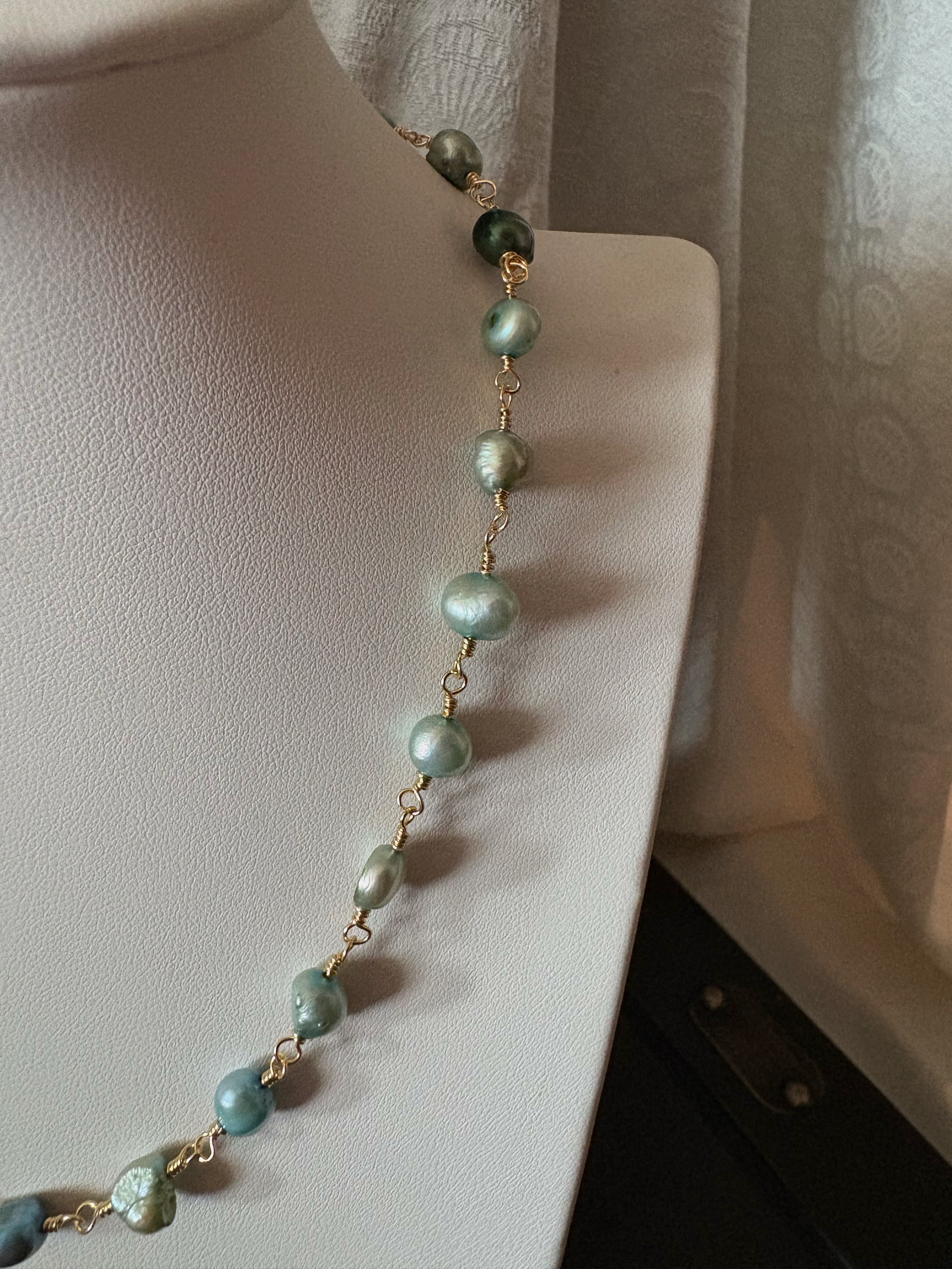 Isla Pearl Necklace in Sea-foam Green