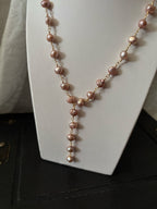 Lariat Pearl Necklace in Dusty Rose