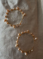 Venus Freshwater Pearl Bangle in Peach