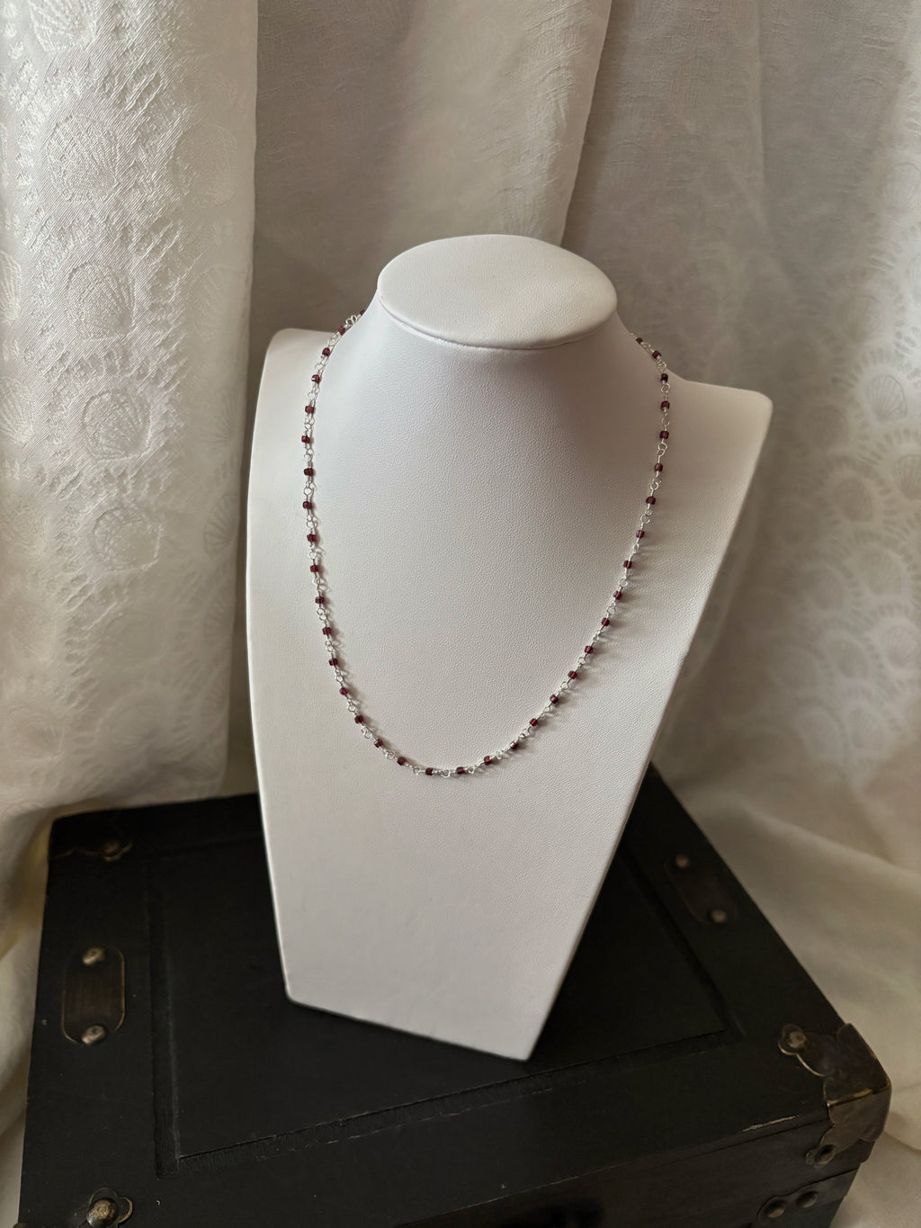 Delicate Gemstone Chain in Garnet