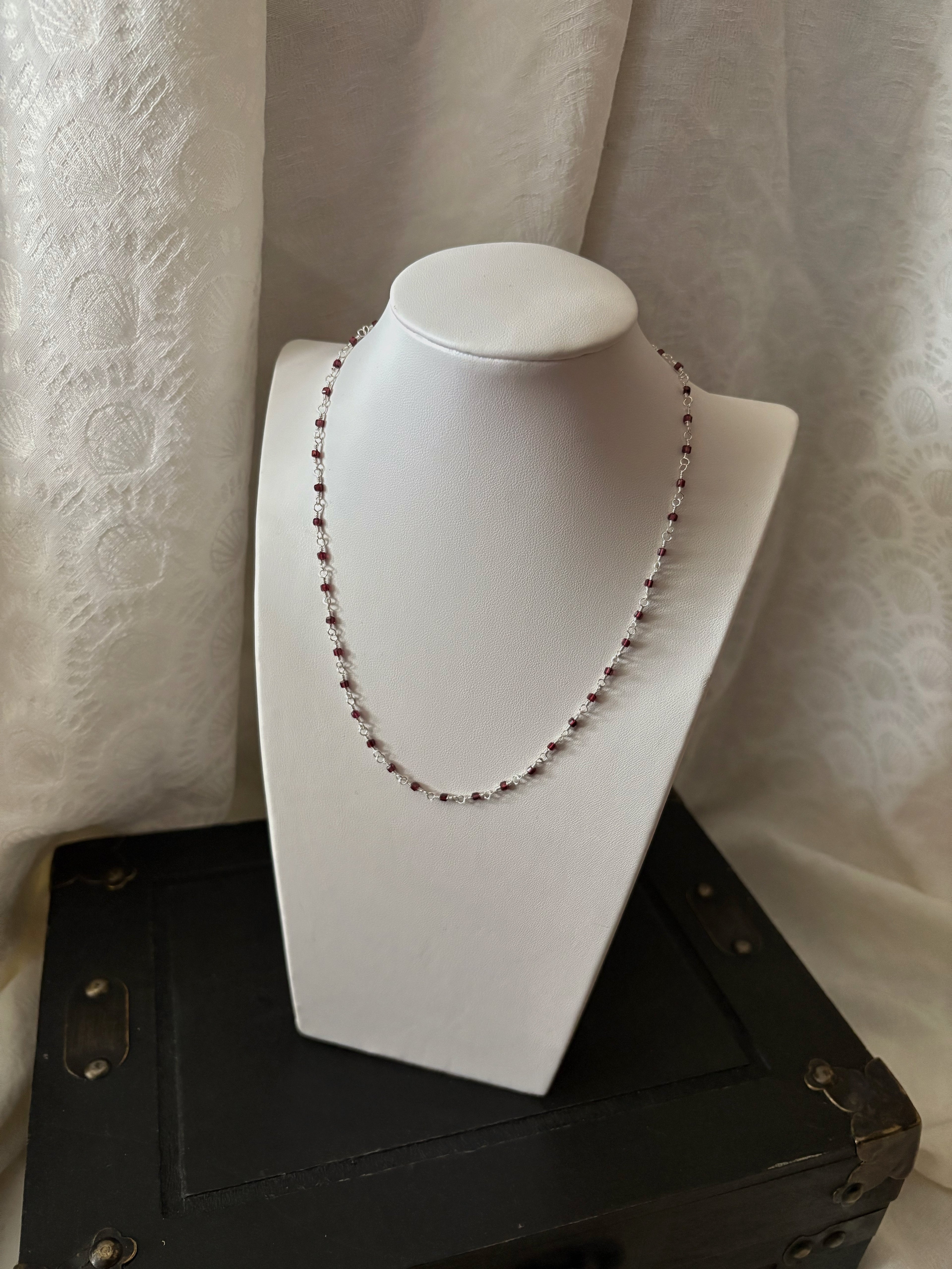 Delicate Gemstone Chain in Garnet
