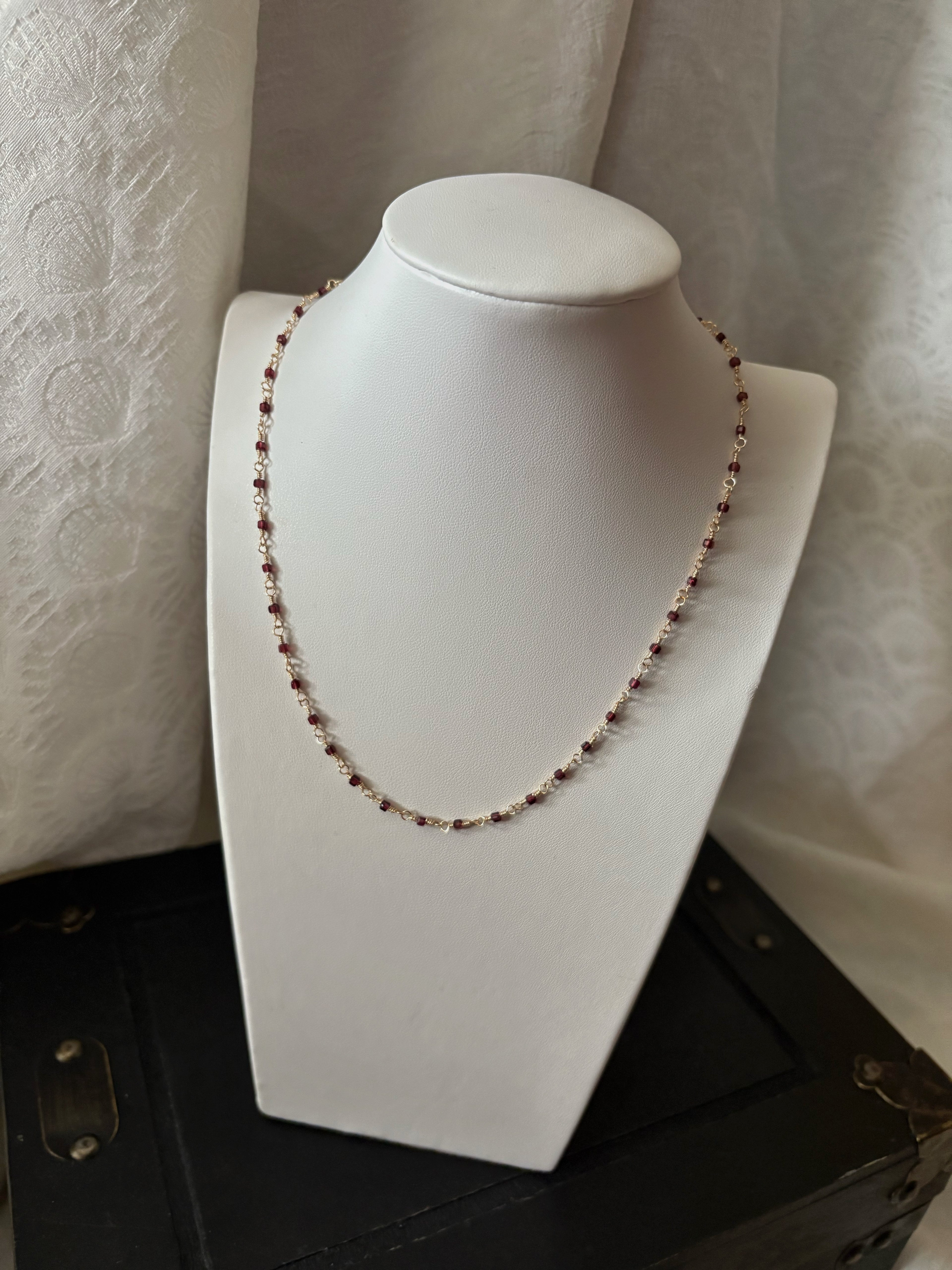 Delicate Gemstone Chain in Garnet