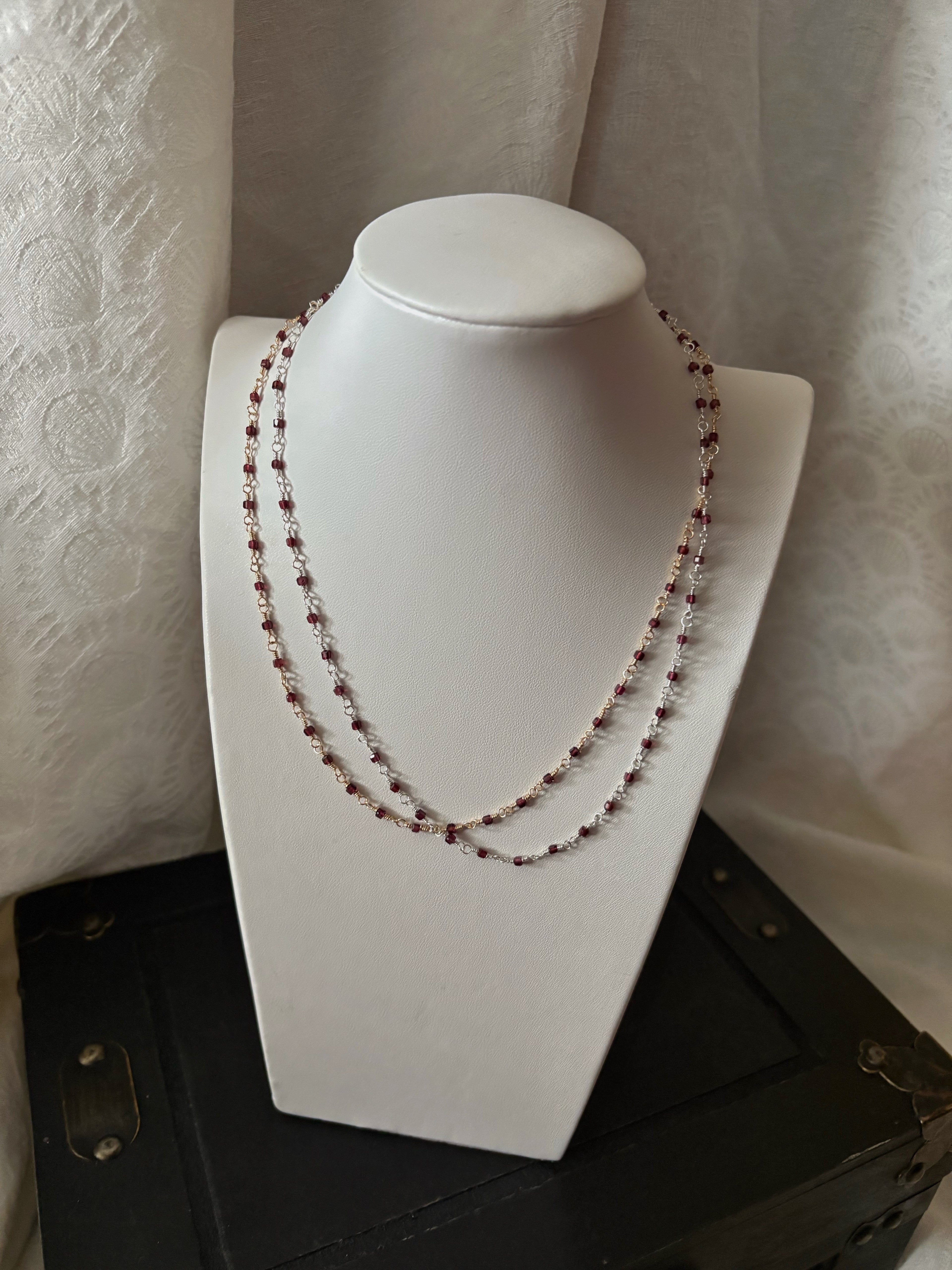 Delicate Gemstone Chain in Garnet